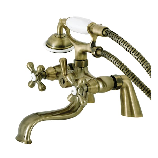 Kingston Brass KS227AB Deck Mount Clawfoot Tub Faucet with Hand Shower, Antique Brass KS227AB - main